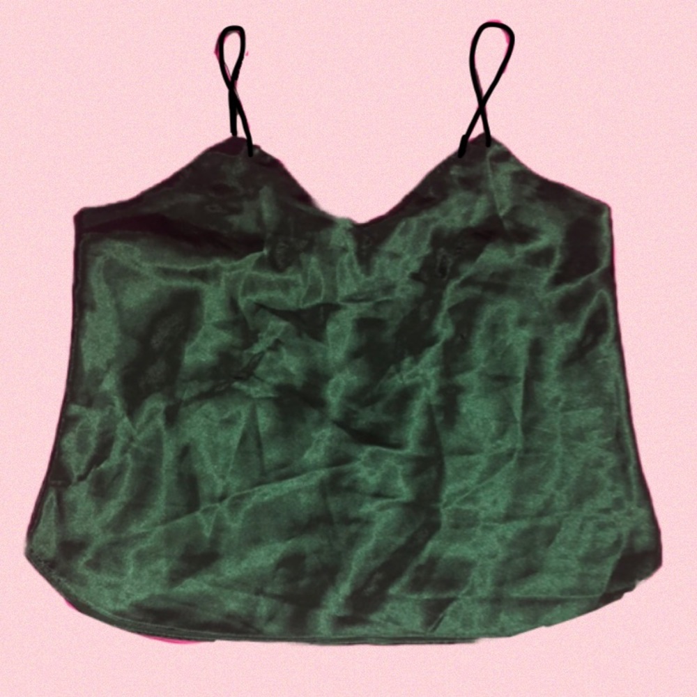 Vintage Silk Emerald Green Top